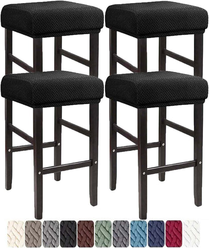 LIULIWEIFA Set 4/2/1 Counter 4pcs Bar Stool Covers Rectangle of Saddle Slipcover Cushion Stretch Vanity Cover Washable
