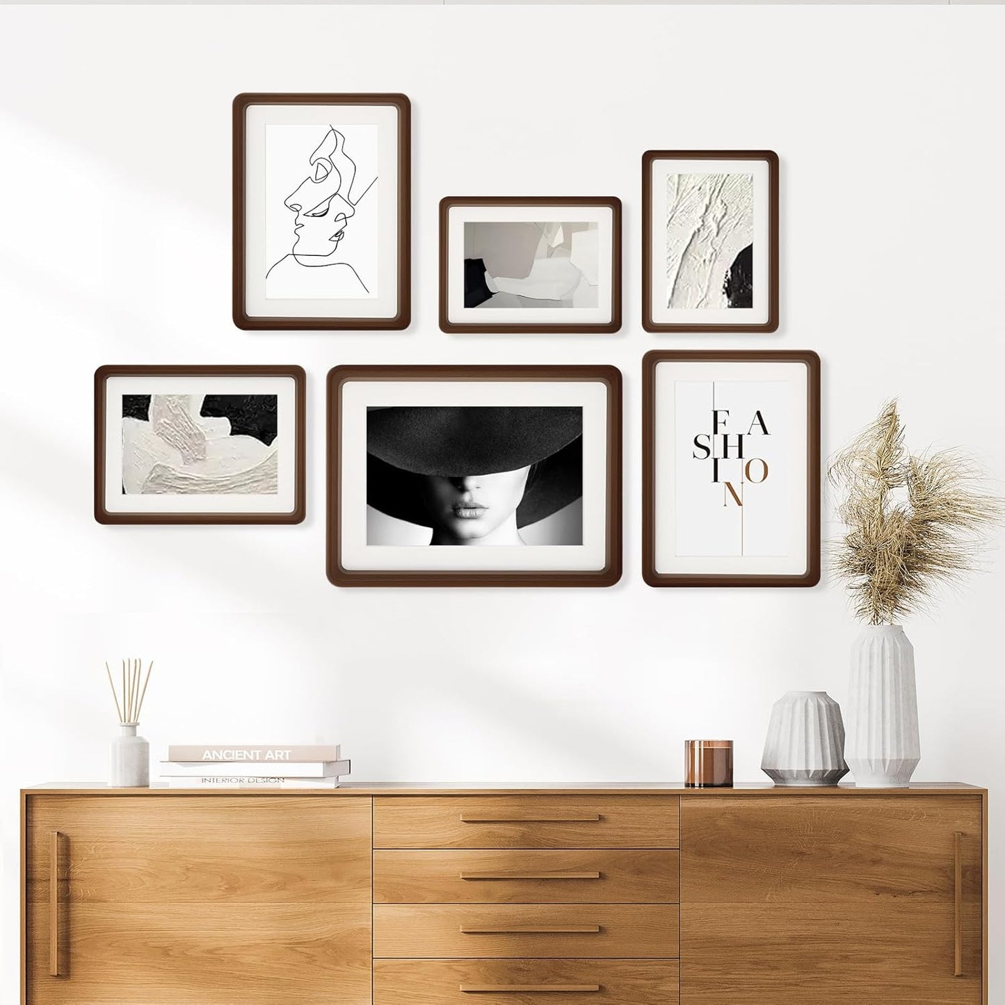5x7 4x6 Picture Frame Wood Natural Solid Walnut Photo Frames with Mat, Handcrafted Wooden Frame for Tabletop or Wall