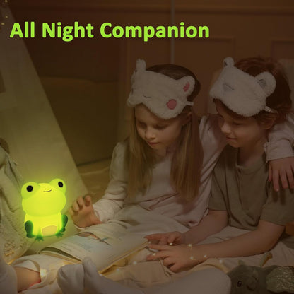 OkiyiD Frog Night Light - Rechargeable Dimmable Bedside Lamp with Touch Control | Portable Kids Gift