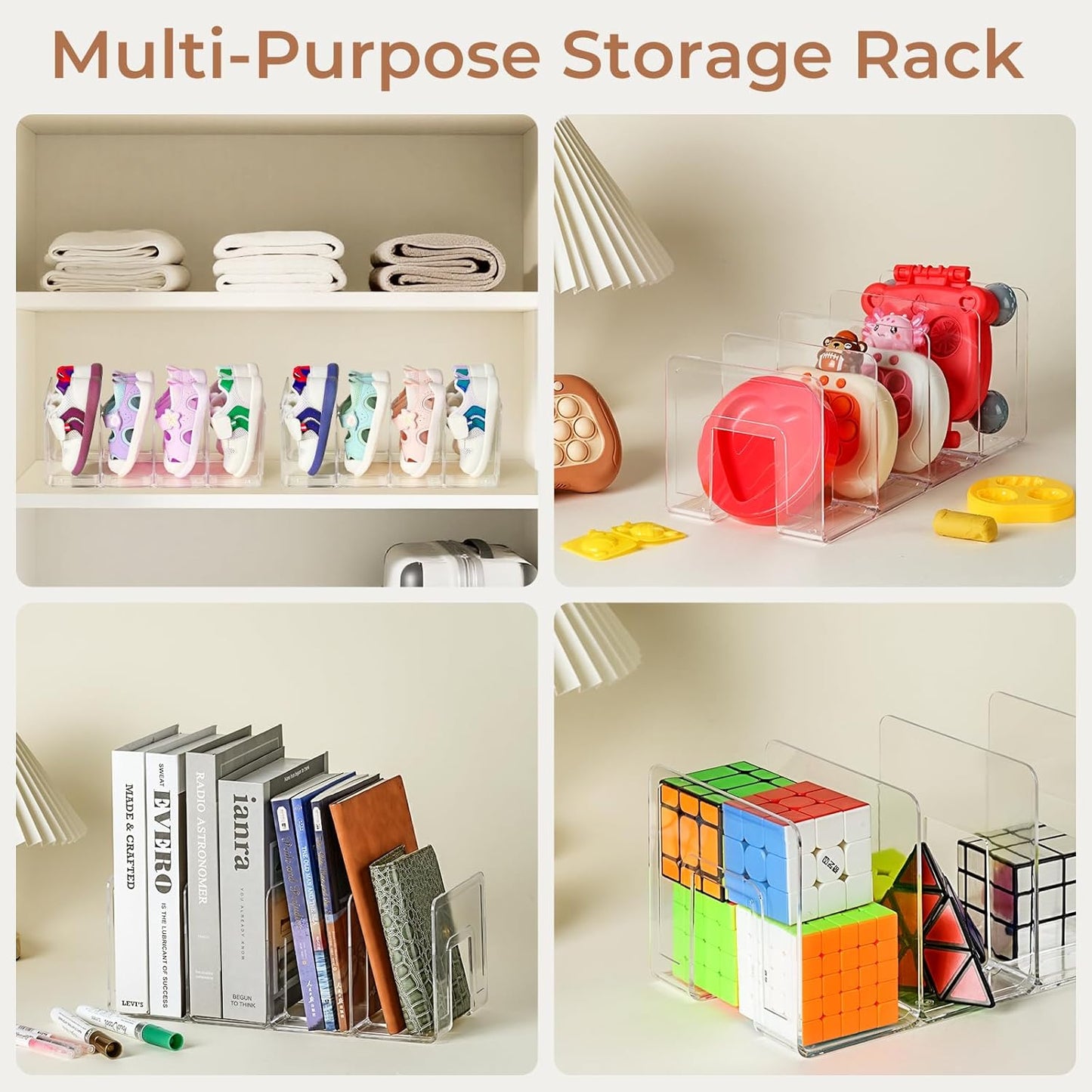 Closet 4 2PC Clear Acrylic Kids Shoe Rack for Organizers and Storaget, Baby Shoe Storage Small Shoe Rack Sections Kids
