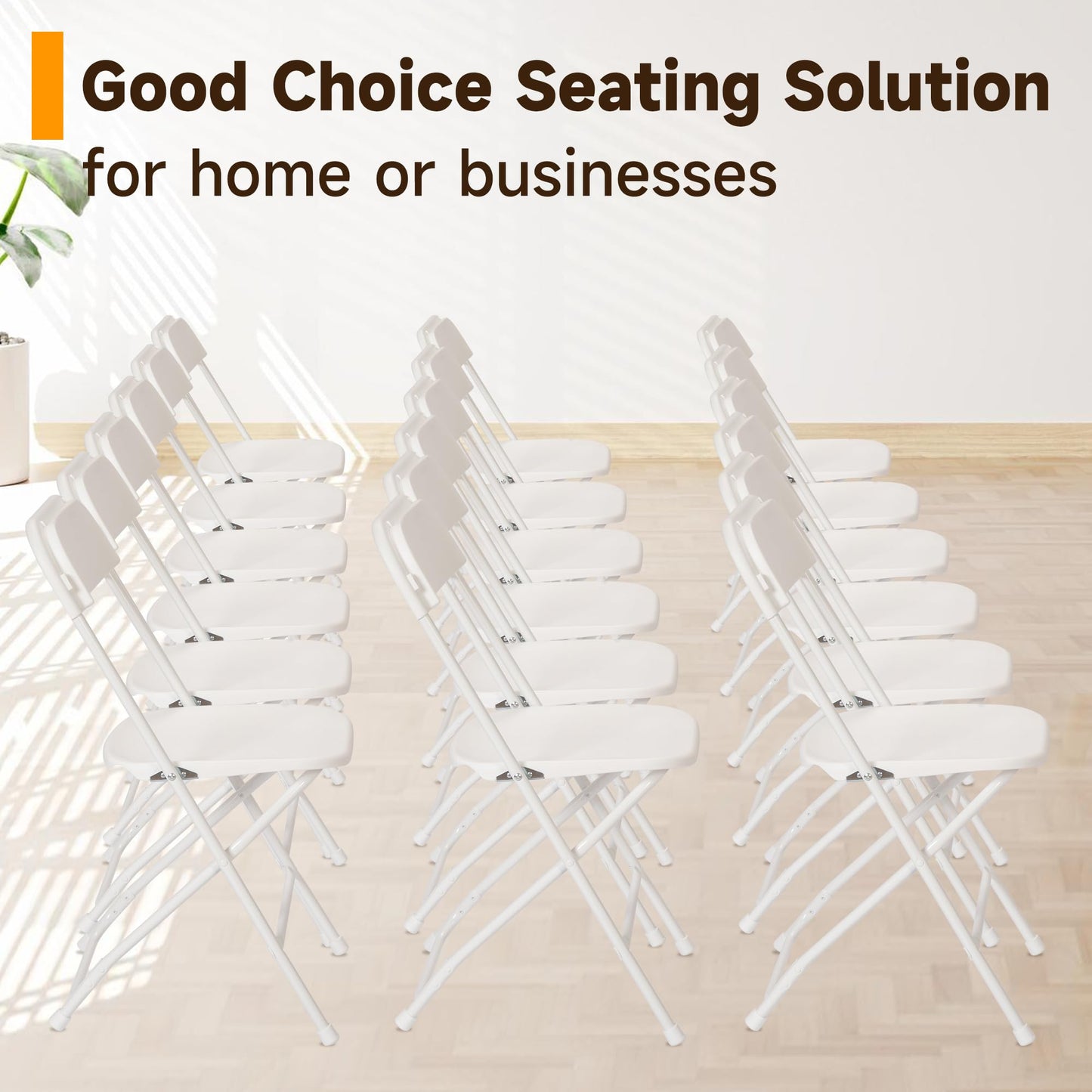 Real Relax Plastic Folding Chairs Set of 40, White Plastic Folding Chairs, Perfect for Party Event Outside Entertaining, 350 LBS Capacity