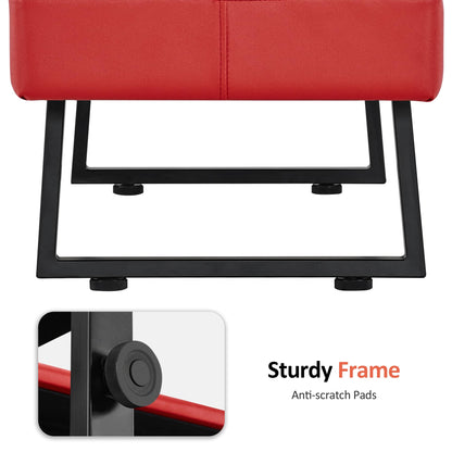 BarberPub Waiting Room Chairs, Heavy Duty Office Guest Reception Bench, Faux Leather Upholstered Lobby Chairs for Salon, Conference Room 7008 (Red)