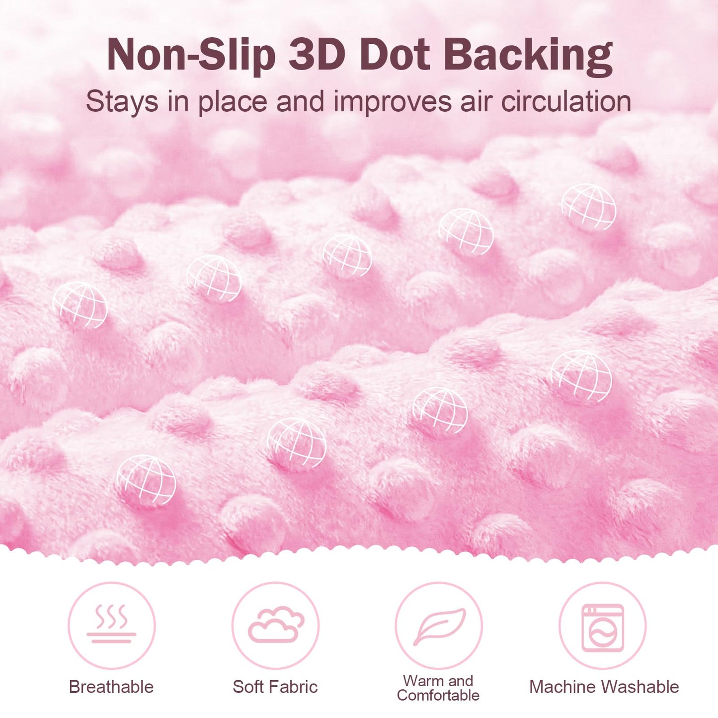 Pink Bow Baby Blankets for Girls, Soft Pink Bow Nursery Minky Blanket with Muslin Front and Dotted Fleece Back for Newborn Warm Pink Cute Blankets for Infant Toddlers 30 x 40in