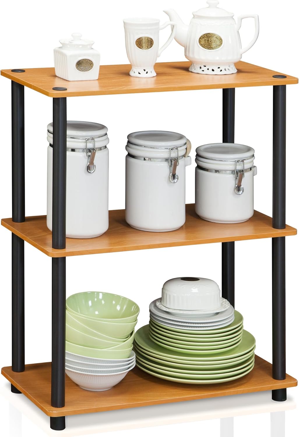 Industrial Style Marble White Side Table with Ample Storage