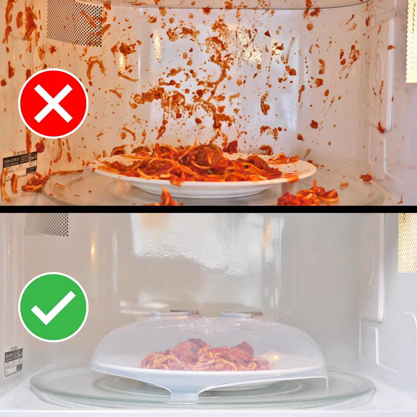 HOVER COVER Magnetic Splatter Cover, 12-Inch Clear BPA-Free Food Lid, Vented Plate Guard with Steam Vents, Anti-Splash Microwave Lid - Heather Gray