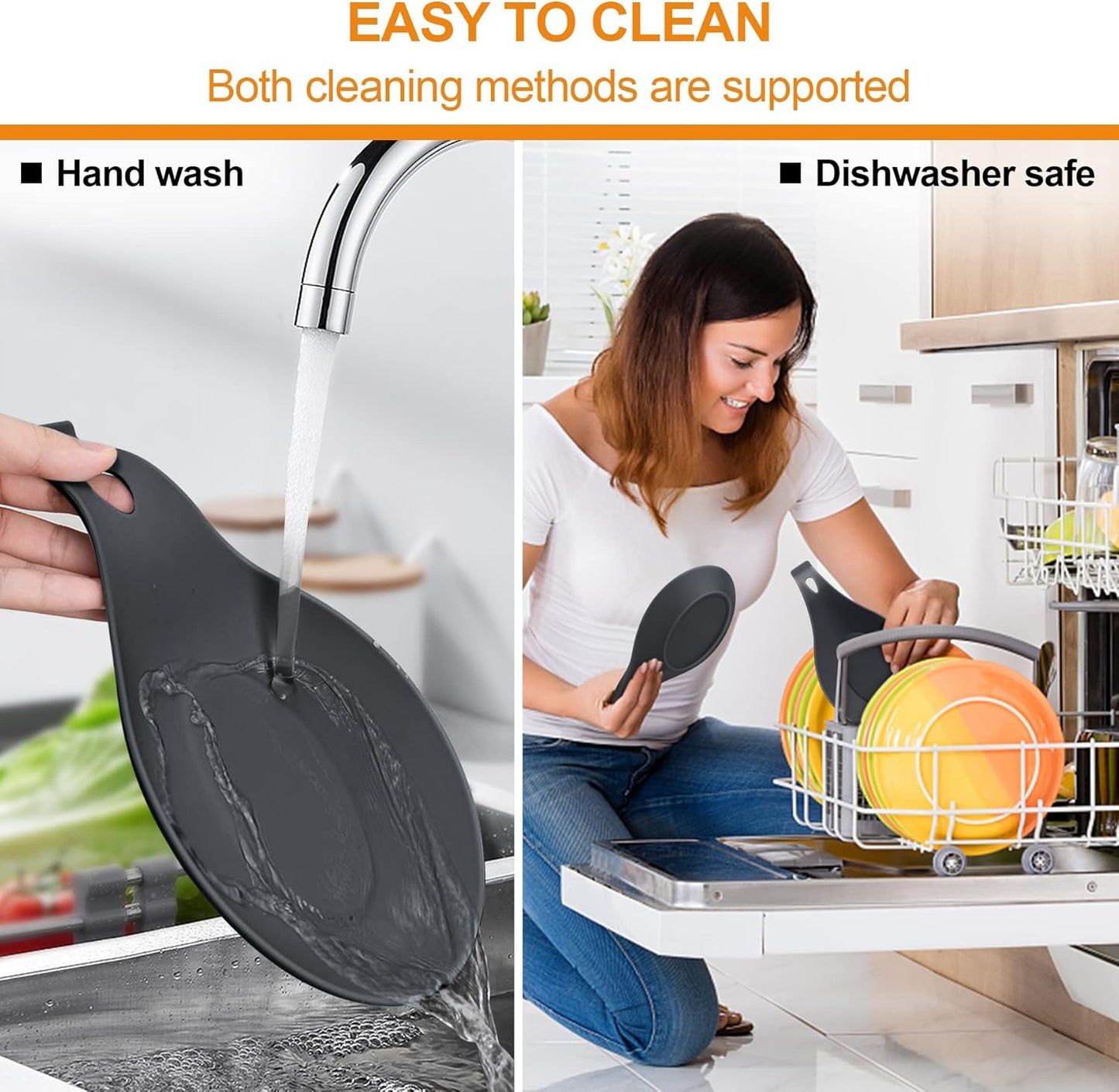 Spoon Rest for Stove Top, 2 Pack Large Silicone Spoon Holder for Kitchen Counter, Heat Resistant Cooking Spoon Holder