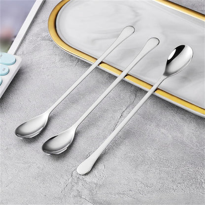 9.25-Inch Long Handle Iced Tea Spoon, Premium 304 Stainless Steel Cocktail Stirring Spoon, Silver