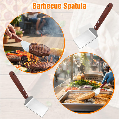 Afcabakila 20 Pcs Small Brownie Cookie Spatula, Metal Stainless Steel Pizza Spatula with Wooden Handle, Cake Baking Triangular Spade Shovel for Desserts Cutting & Serving Desserts, Brownies & Lasagna