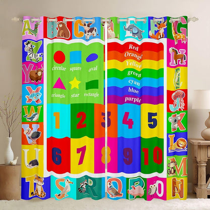 42"x63" Feelyou Kids Educational Curtains for Bedroom Playtime Collection ABC, Numbers and Shapes Learning Thermal