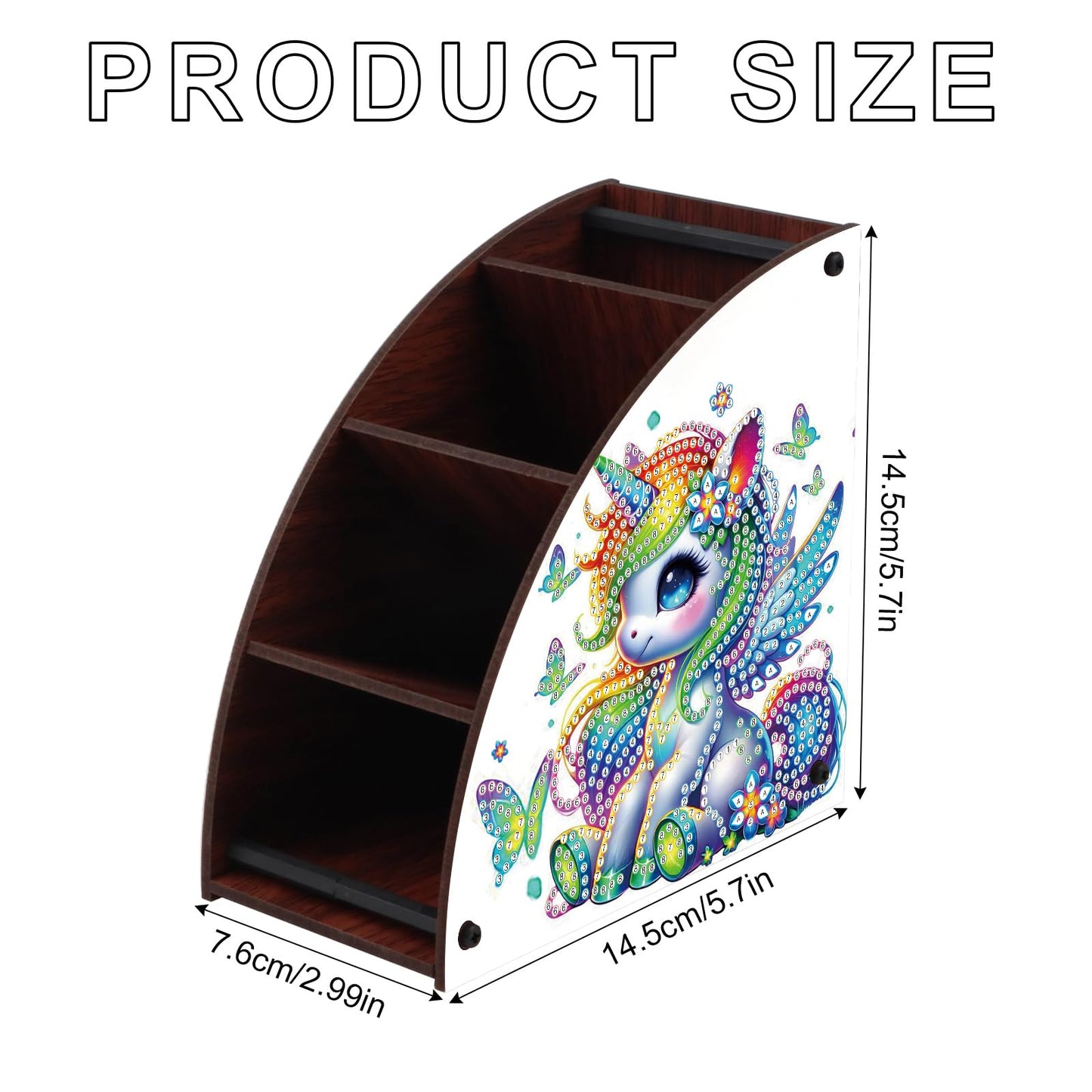 AiYuanzsh Diamond Art Painting Wooden Organizer Box – Animal DIY Multi-Grid Storage for Makeup Brushes, Remotes & Office Supplies – Double-Sided Drill Tabletop Décor for Adults