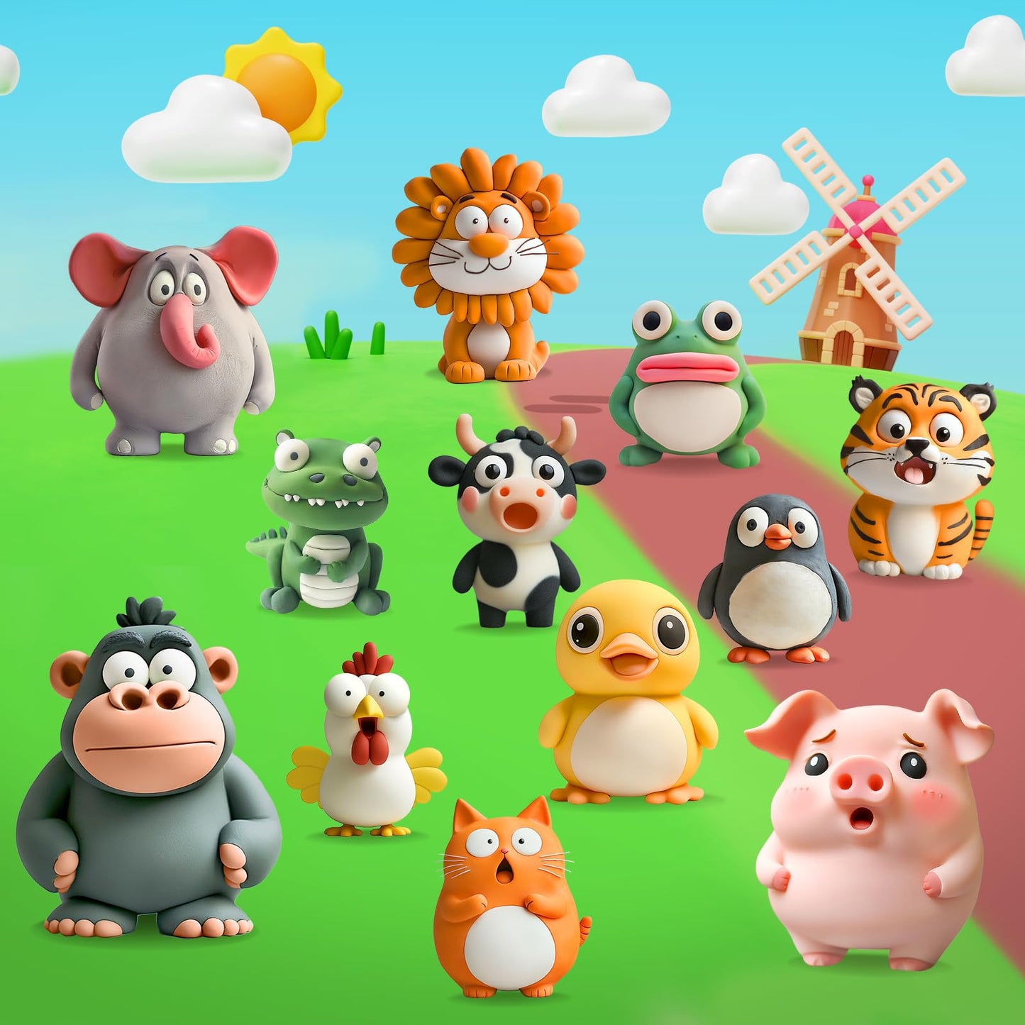 Kasfalci Air Dry Clay Kit for Kids, 12 Animals Modeling Magic Clay, Arts & Crafts for Kids Ages 8-12, Ultra Light & Soft, Safe & Non-Stick with Sculpting Tools & Tutorials, Unique Gifts for Adults