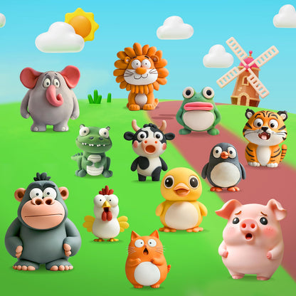 Kasfalci Air Dry Clay Kit for Kids, 12 Animals Modeling Magic Clay, Arts & Crafts for Kids Ages 8-12, Ultra Light & Soft, Safe & Non-Stick with Sculpting Tools & Tutorials, Unique Gifts for Adults