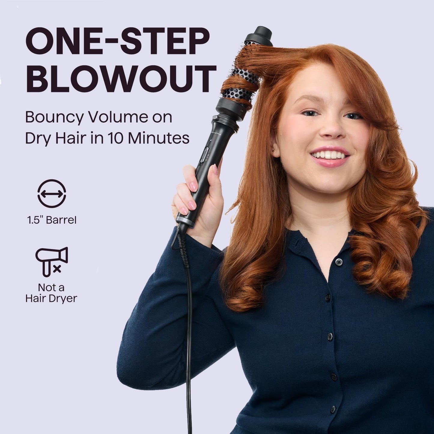Wavytalk Thermal Brush, 1 1/2 inch Heated Round Brush with Detachable Head, Velvet Pouch and Dual Voltage for Travel, Easy to Create Blowout Look, Rose Gold