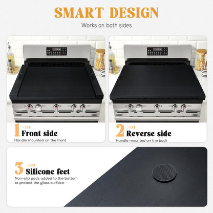 GASHELL Noodle Board Stove Cover with Handles, Multiple Stove Top Cover Board for Electric/Gas Stove Top(Black), GSC-2212