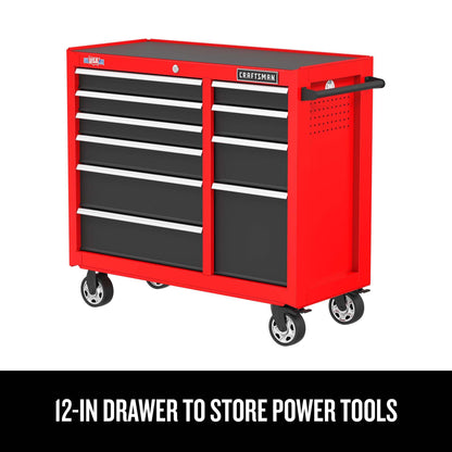 CRAFTSMAN 41" Rolling Tool Chest, 10-Drawer Steel Tool Cabinet with Drawer Trays and Paper Towel Holder (CMST341102RB)