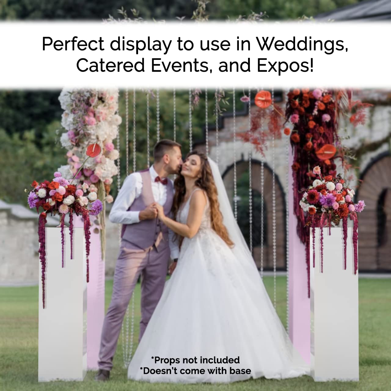 Acrylic Display Riser Box White Tall Acrylic Cube Pedestal Art Sculpture 12" x 12" x 42" No Lid One Piece Box Throne Pillar Stand Hollow Flower Tower for Weddings by Marketing Holders