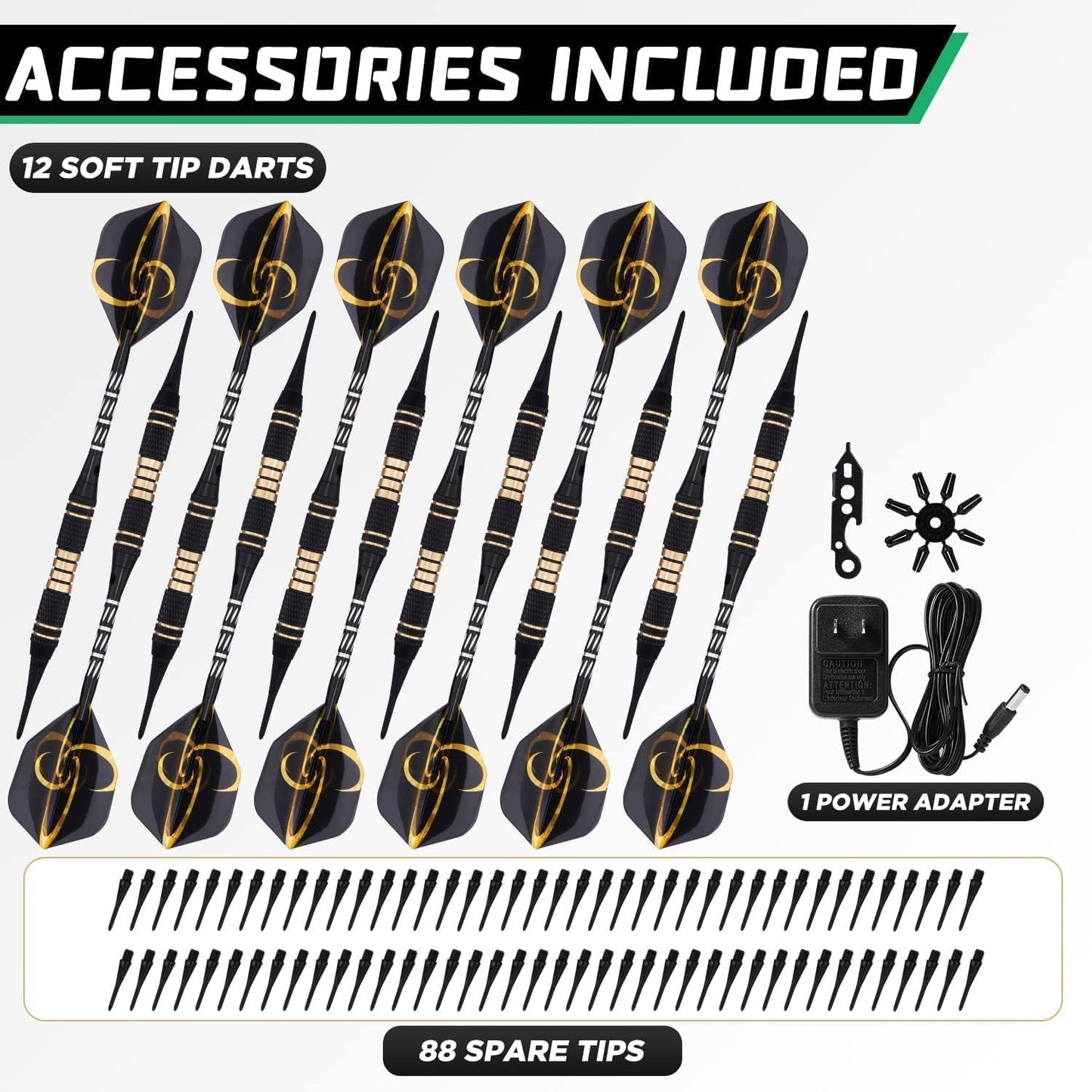 Electronic Dart Board Set, Dart Board Cabinet Set with 12 Soft Tip Darts 50 Dart Head, Electronic Dart Board, Wooden Cabinet Doors with Integrated Scoreboard for Home Use, Bars, Dar, A