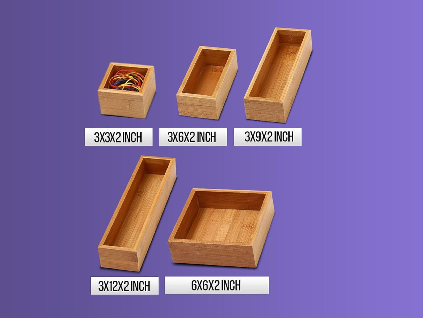 YBM Home & Kitchen Bamboo Drawer Organizer Box, 14"L x 10"W x 2"H, #319
