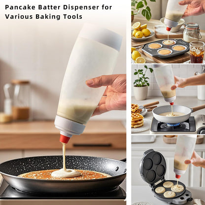 Pancake Batter Dispenser with stainless steel mixing ball, Pancake Shaker Batter Dispenser Bottle Baking Tool .Kitchen Batter Squeezer Bottle Suitable for Cupcakes, Pancakes, and Muffins (2pack)
