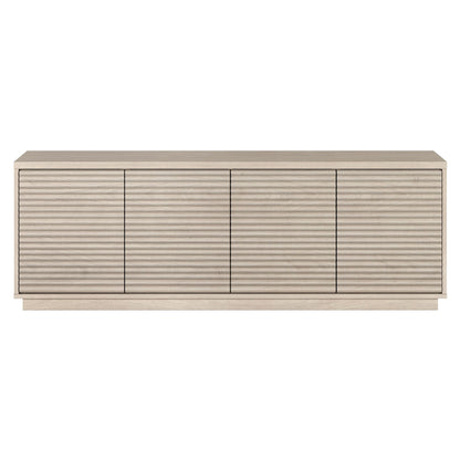Henn&Hart Fluted TV Stand for TVs up to 78" with 2 Ribbed Storage Cabinets and Adjustable Shelves for Living Room, Family Room, or Office, Beech White