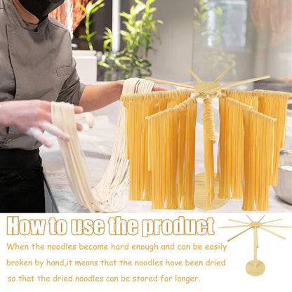 Large Pasta Drying Rack, Detachable Collapsible Wooden Noodle Drying Rack for Pasta Noodle and Cooking Spaghetti Rack Space-Saving Noodles Organizer and Easy Storage