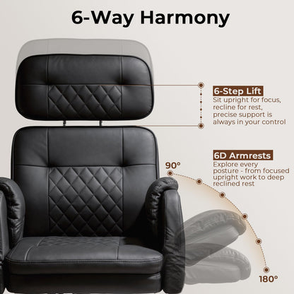 Big and Tall Office Chair - Criss Cross Leather High Back Executive Office Chair with Armrests & Wheels, Ergonomic Computer Gaming Desk Chair for Home, Makeup Vanity & Bedroom, Black, 49.6”H×22”W