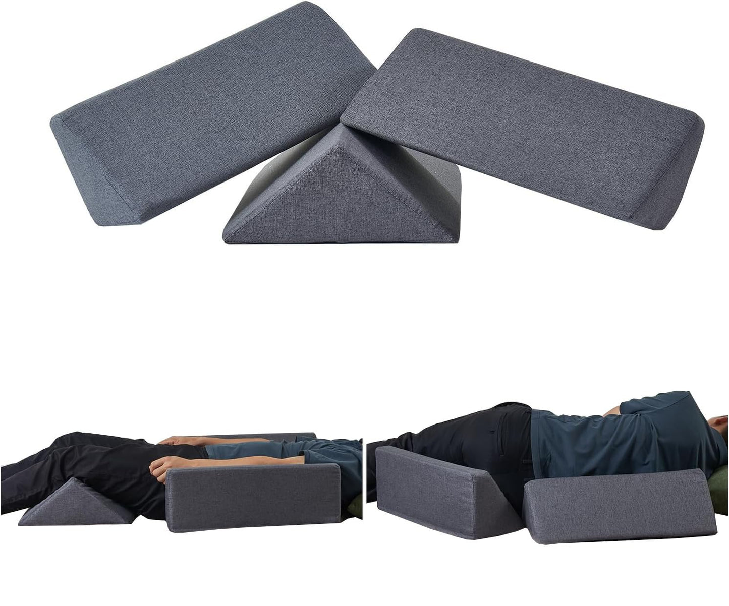SAMTY Bed Wedges & Body positioners for Elderly/Seniors Side Sleeper(3 in 1) Triangle Bed Wedge Pillow for Back Pain Relief Wedge Pillow Set for After Surgery