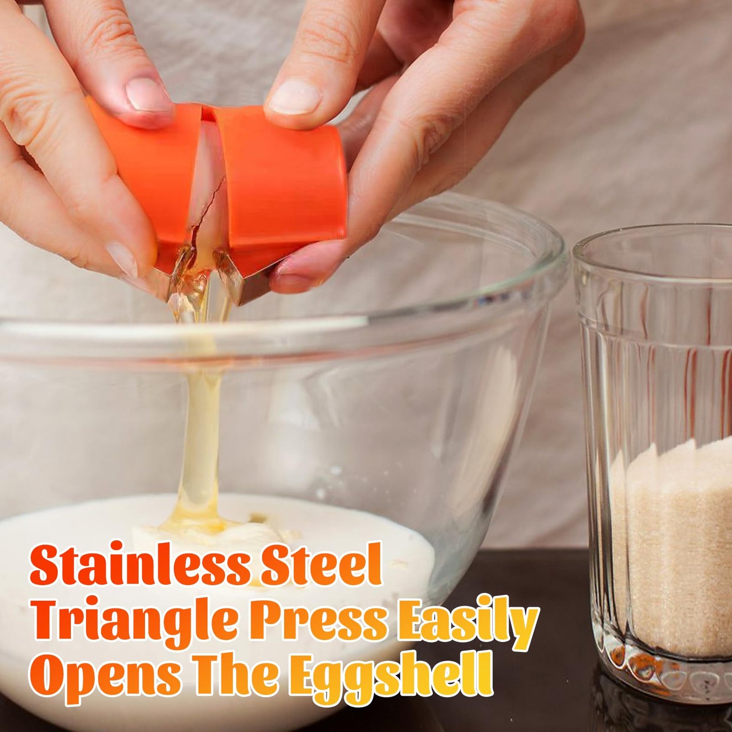 2026 Upgrade Egg Shell Opener Egg Cracker Tool, Eggs Separator Tools for Raw and Hard Boiled Eggs Peeler Shell Remover, Egg Cracking Peeling Tool Cutter Home Kitchen, 2 Pcs, Orange