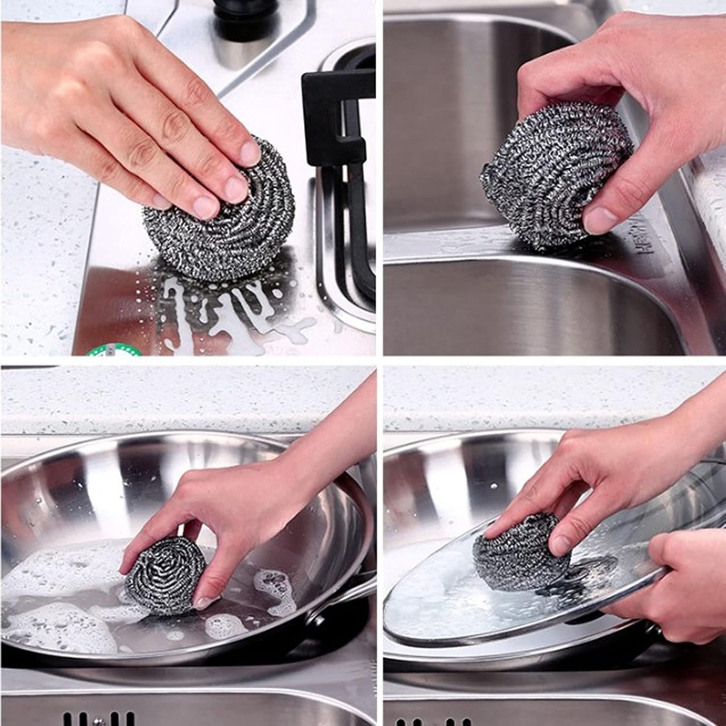 Stainless Steel Scourers, Wire Spiral Design Kettle Descalers, Limescale Ball for Kitchen Restaurants Camping