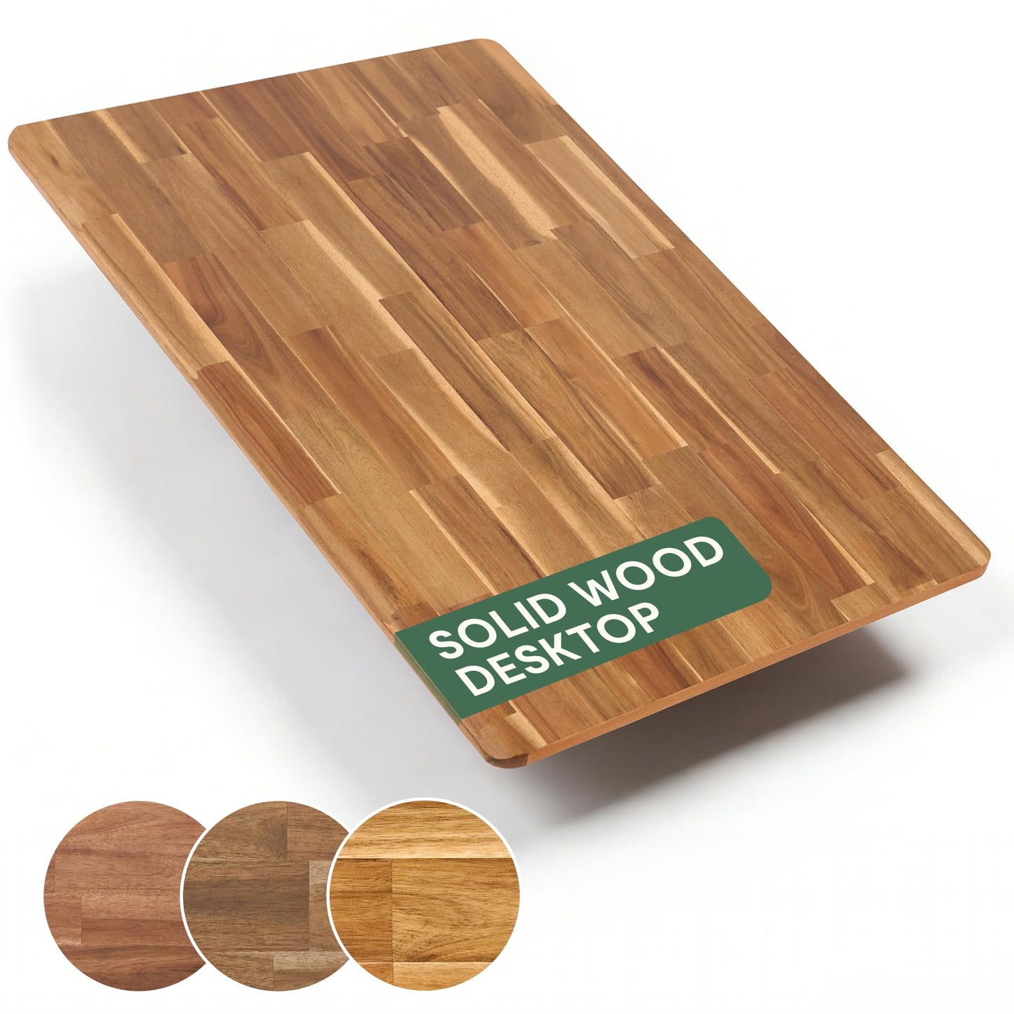 FLEXISPOT Acacia Solid Wood 60"x30" Butcher Block Desktop – Thick Beveled Edge Tabletop for Standing Desk, Office Table, Workbench, DIY Furniture Projects, Natural