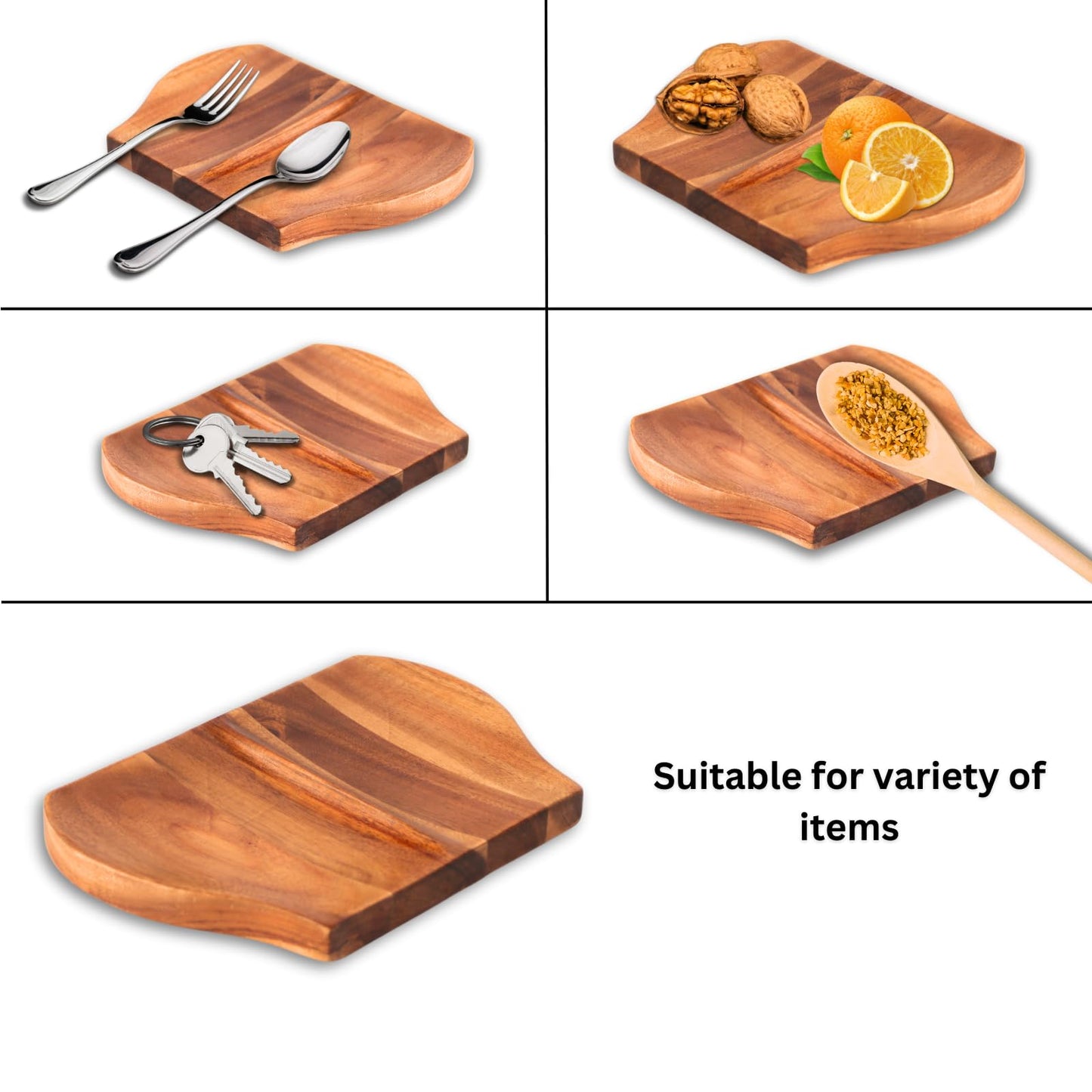 Acacia Spoon Rest For Stove Top with Non Slip Silicone Feet Stove Spoon Holder For Kitchen Counter, Double Sided kitchen Spoon Rest, Cooking Spoon Holder Spatula Rest Handmade Wooden Spoon Rest