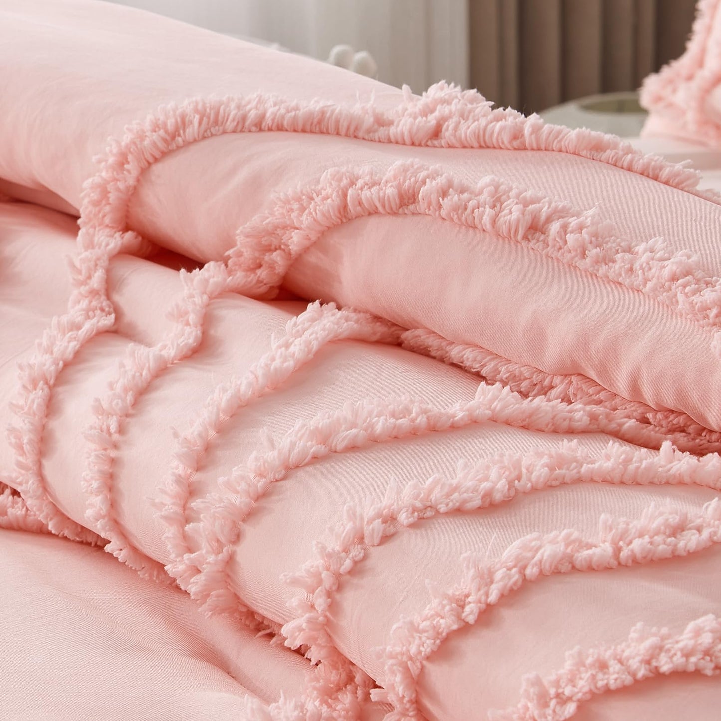 ENJOHOS Pink Full Comforter Set for College Girls - Full Size Boho Tufted Rainbow Comforter, 3 Pieces Rainbow Bedding for All Season, Lightweight Soft Microfiber Comforter with 2 Pillowcase