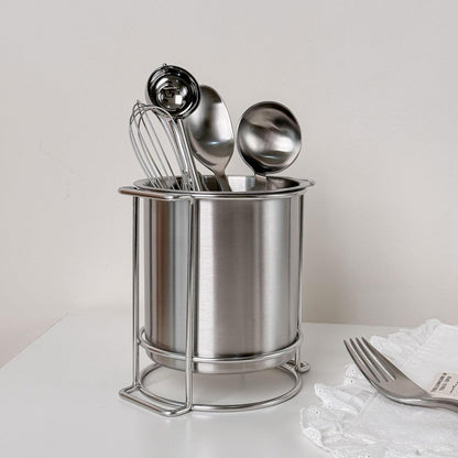 IMEEA Cutlery Holder SUS304 Stainless Steel, Utensil Drying Cup for Forks, Spoons, Knives and Chopsticks, Small Countertop Flatware Organizer