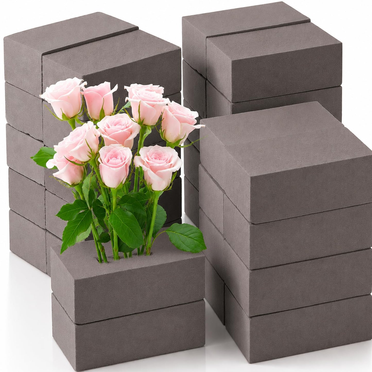 30 Pack Floral Foam Blocks for Fresh and Artificial Flowers – Grey Wet Foam for Flower Arrangements, Florist Foam for Centerpieces, Bouquets, Crafts, DIY Cutting (Grey)