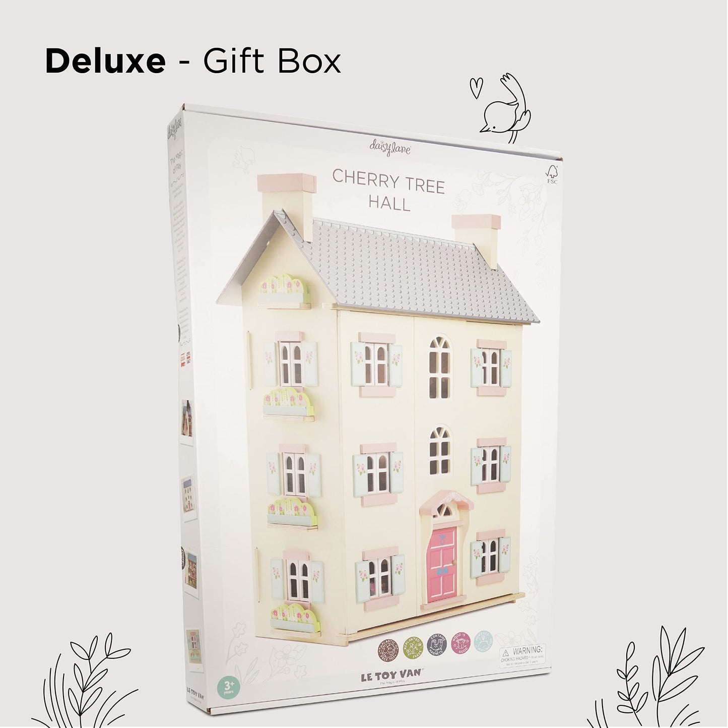 Le Toy Van - Gorgeous Cherry Tree Hall Large 4 Storey Wooden Doll House Play Set For Girls or Boys | Great As A Gift | Suitable for Ages 3+