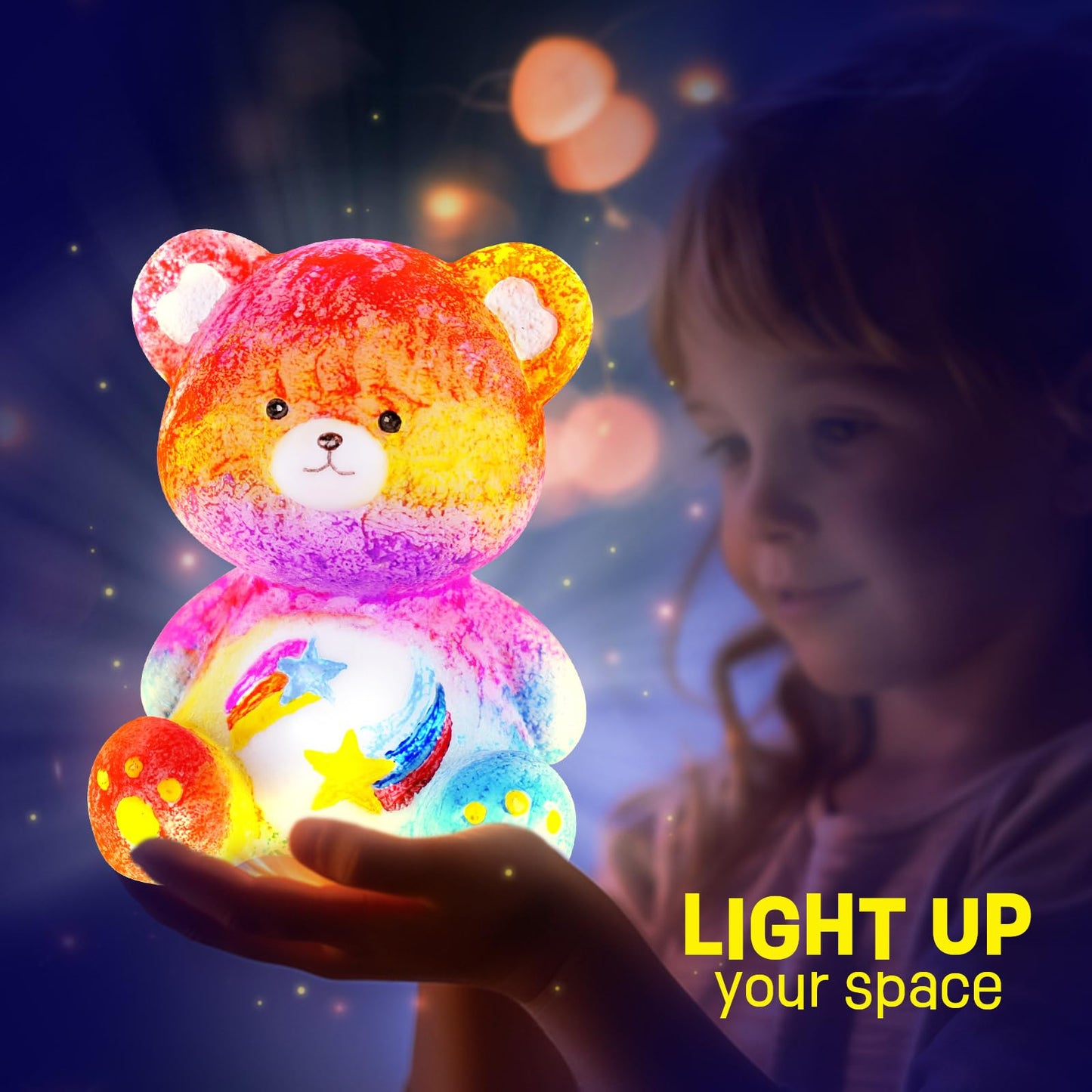 LAOESE Paint Your Own Bear Lamp Kit, Art Supplies Bear Painting Kit for Kids 6-12, Arts and Crafts for Kids Ages 8-12, Bear Toy Girls Boys Birthday Gifts for Kids Ages 3 4 5 6 7 8 9 10 11 12+
