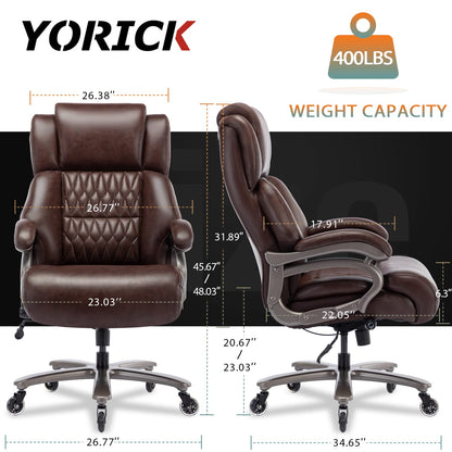 Big and Tall 400lbs Office Chair - Adjustable Lumbar Support Quiet Rubber Wheels Heavy Duty Metal Base, High Back Large Executive Computer Desk, Thick Padded Ergonomic Design for Back Pain