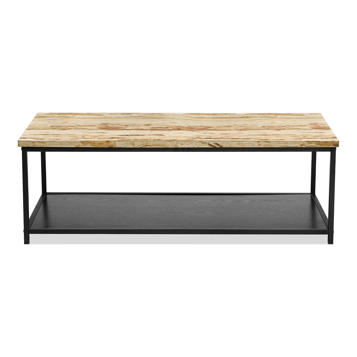 HOMES: Inside + Out Leneghan Modern 1-Shelf Metal 48 in. Storage Coffee Table for ‎Living Room, ‎Yellow
