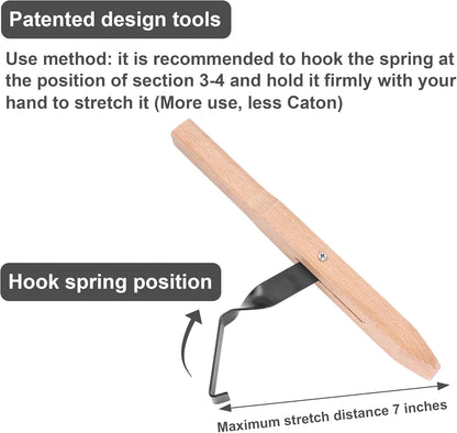 Lever Spring Puller Tool, Couch Spring Repair Kit, Upholstery Tools and Supplies with Wooden Handle