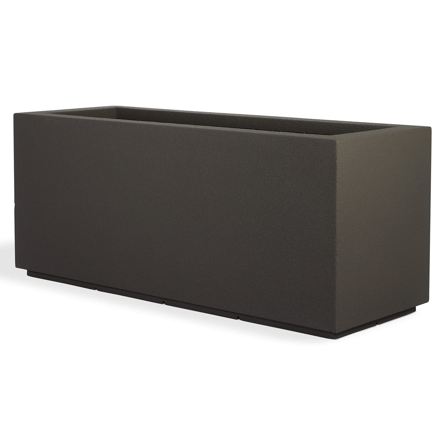 PolyStone Milan Rectangular Trough Planter – 46" x 17" x 19" – Large Lightweight Indoor/Outdoor Planter Box – Modern Stone-Look Resin – Durable All-Weather w/Drainage Holes – Made in USA – Slate Gray