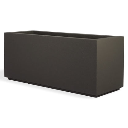 PolyStone Milan Rectangular Trough Planter – 46" x 17" x 19" – Large Lightweight Indoor/Outdoor Planter Box – Modern Stone-Look Resin – Durable All-Weather w/Drainage Holes – Made in USA – Slate Gray