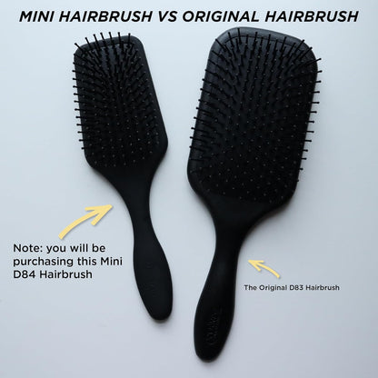 Denman (Black) Mini Paddle Cushion Hair Brush for Blow Drying, Detangling & On the Go Travel - Comfortable Styling, Straightening & Smoothing - For Women and Men, D84