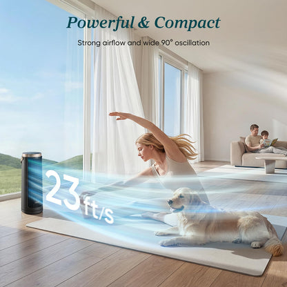 LEVOIT Tower Fan for Bedroom, 20dB Portable Fan with 23ft/s, Up to 20-Hour Battery Life, Easy-to-Carry Desk Fan, 5 Speeds 90° Oscillation, DC Motor, Night Light & Timer, Remoter, for Outdoors, Home