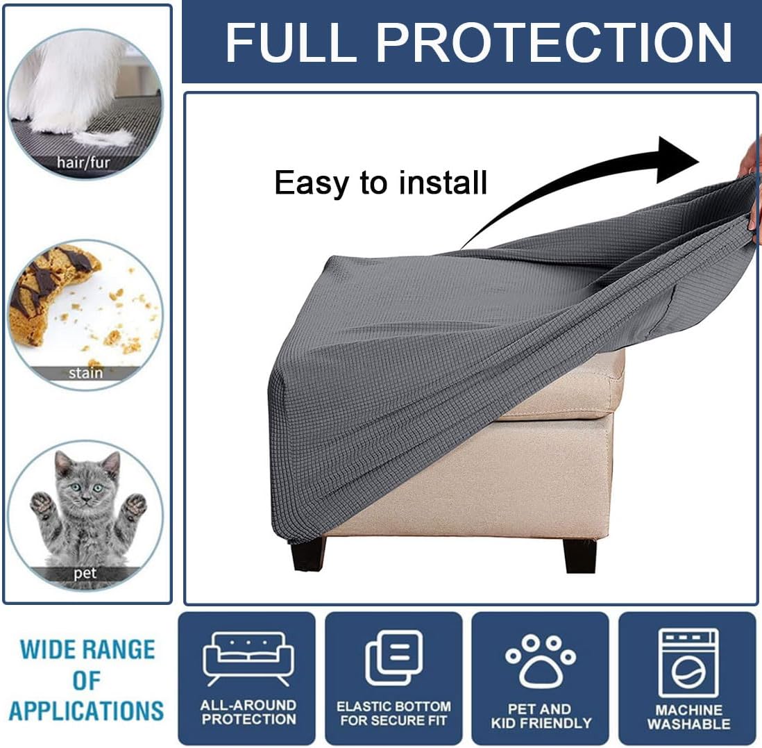 Ottoman Cover Square Folding Storage Ottoman Slipcovers Jacquard Stretch Cube Footrest Foot Stool Covers Protector