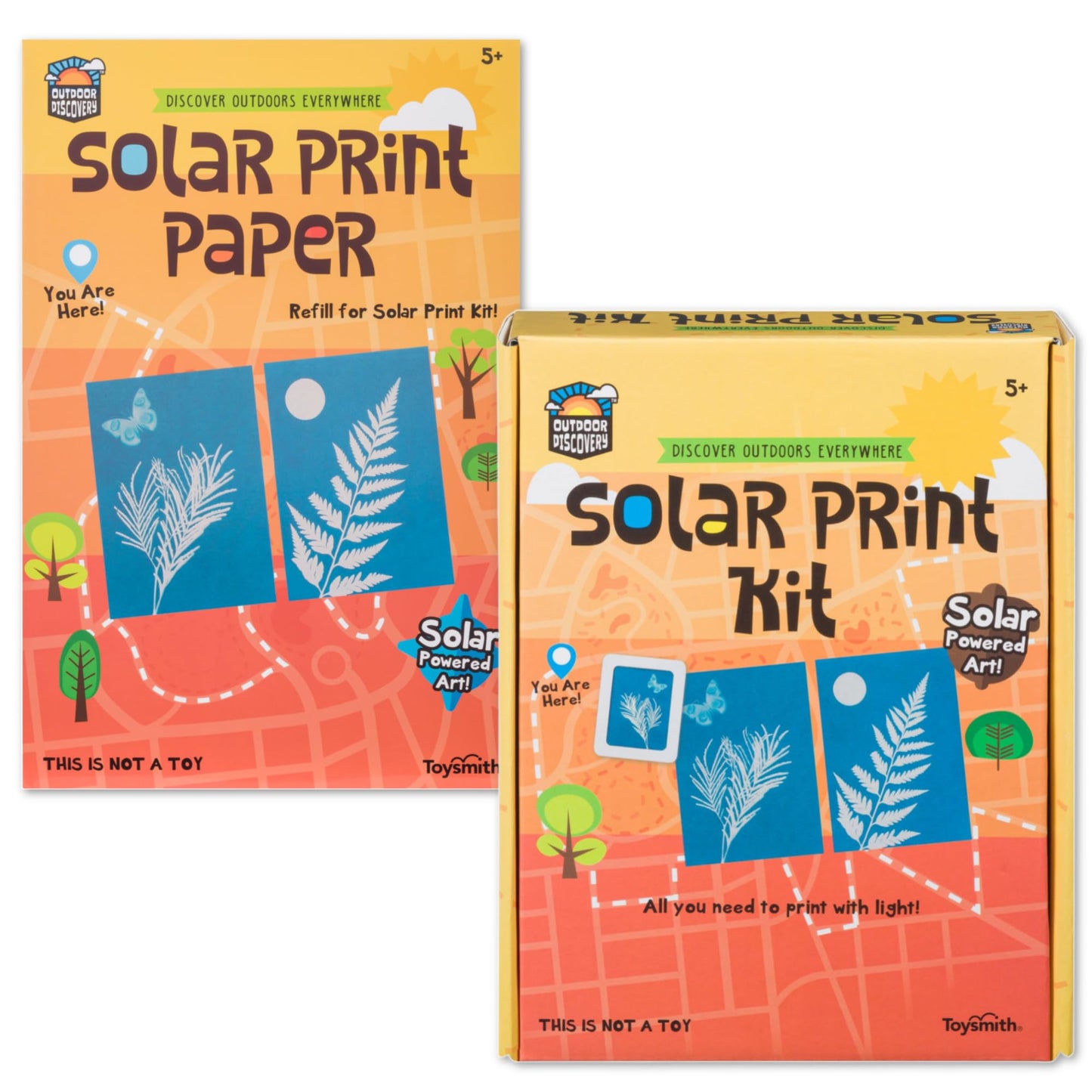 Toysmith Outdoor Discovery Solar Print Kit Bundle - Sun Print Paper Set for Kids - Includes 36 Sheets Solar Paper, Stencil Set & Frames - Arts and Crafts for Kids Ages 8-12 Gift