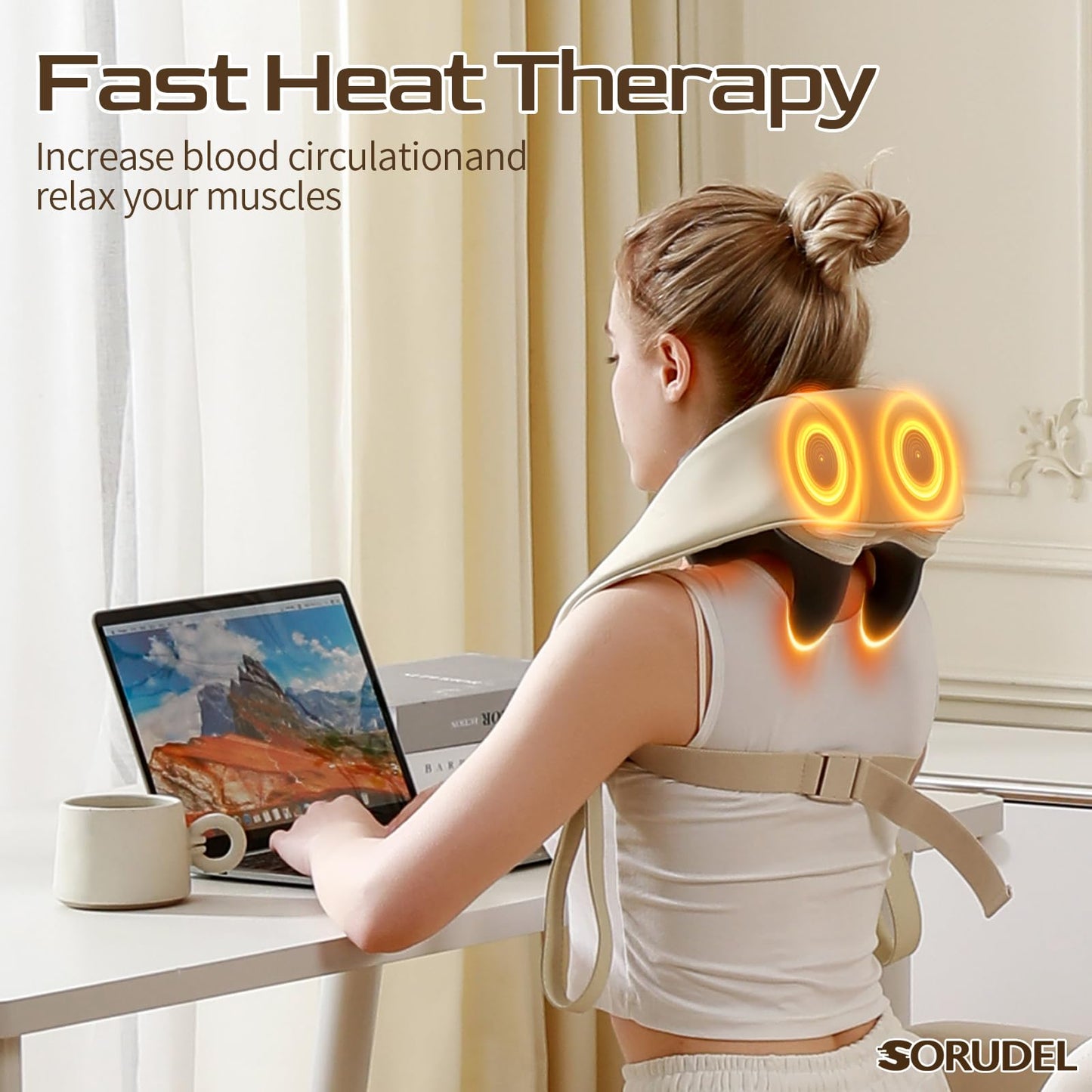 Neck Massager Roller with Heat Shiatsu Deep Tissue Kneading Massager Neck and Back Massager Gift for Mom Dad Christmas Black