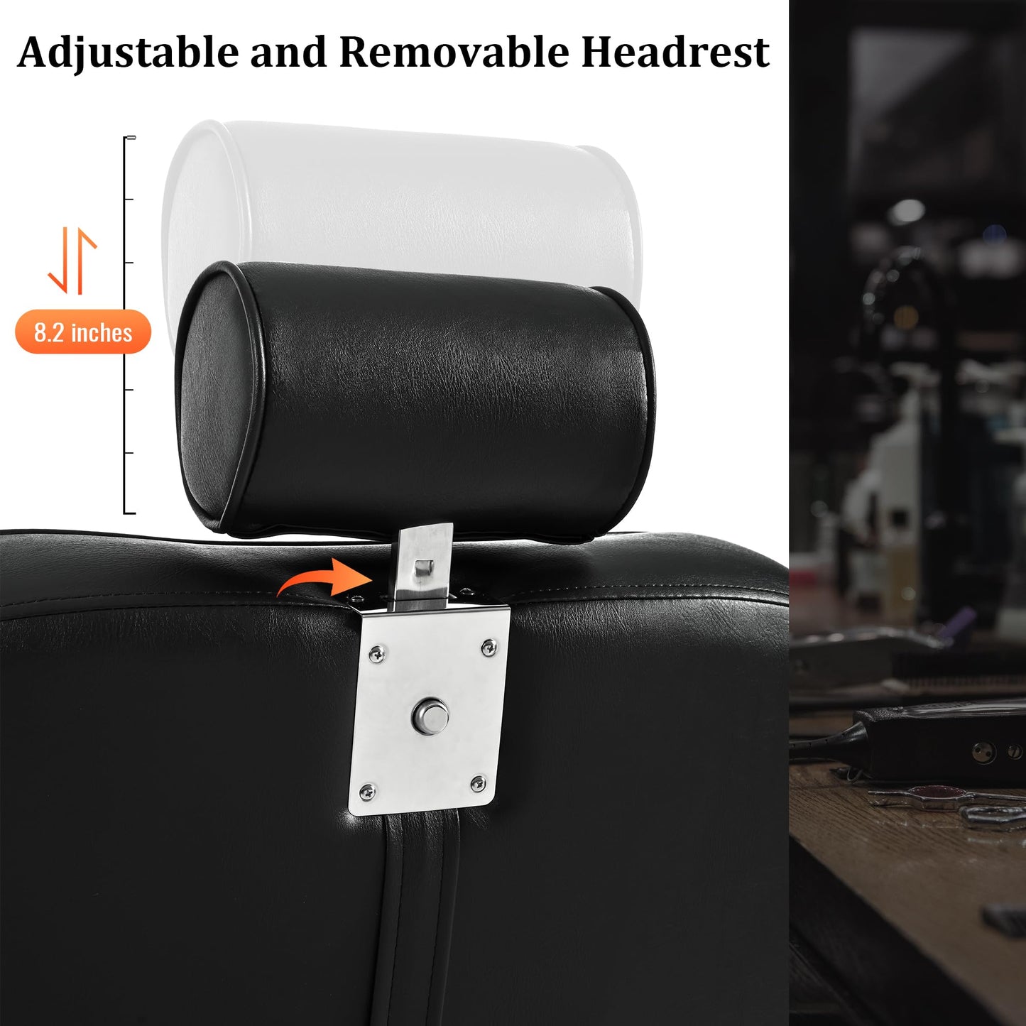 Merax Heavy Duty Reclining Barber Chair, All Purpose Hydraulic Recline Styling 360° Swivel & Height Adjustable, for Barber Shop Beauty Salon Spa Equipment