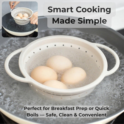 Silicone Colander Set – Collapsible Platinum Silicone Strainer with Stainless Steel Rim, Space-Saving & Heat-Resistant, Dishwasher Safe, BPA-Free by SelectShen™ (3 Pack)