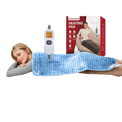 Ambershine 17''x33'' XXXL King Size Heating Pad with 12 Temperature Settings & 4 Auto-Off Countdown Timers, Pain Relief for Back/Neck/Shoulders/Abdomen/Legs, Christmas Gifts for mom dad (Dark Gray)