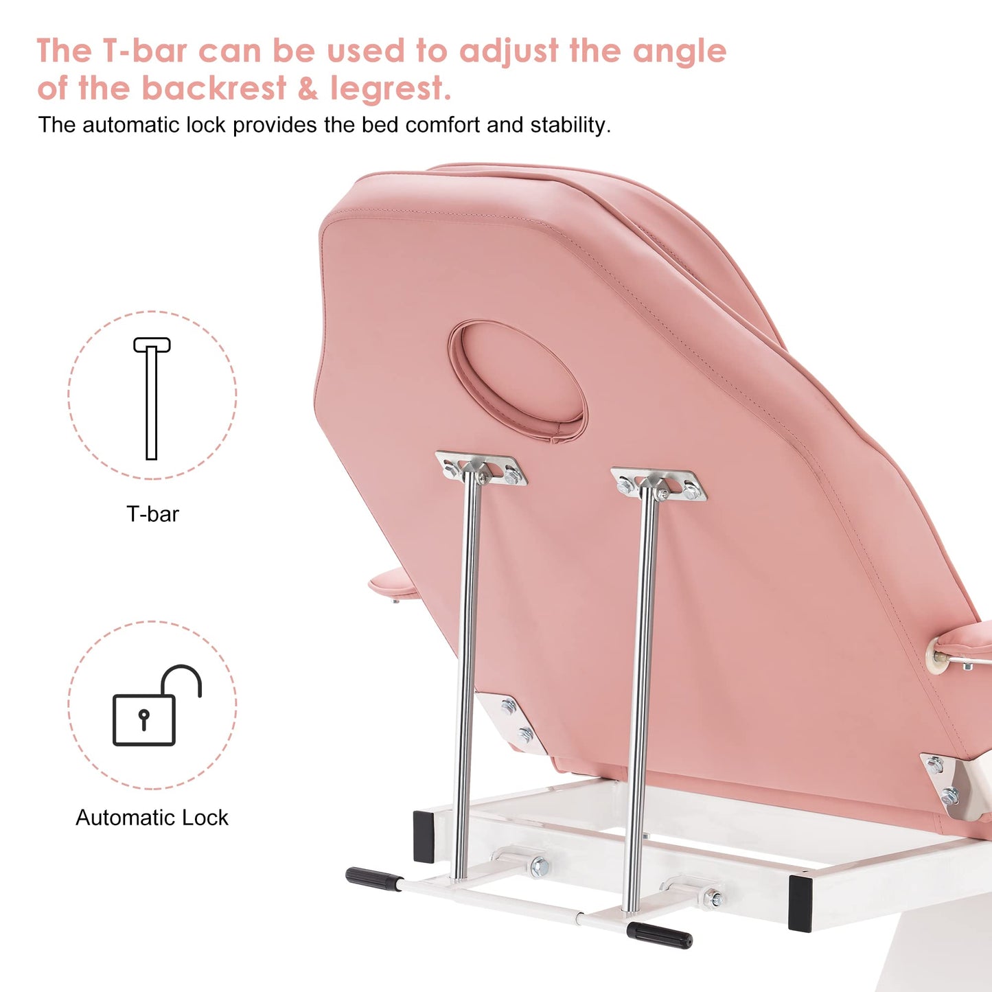 BarberPub Salon SPA Massage Bed Tattoo Chair Facial Adjustable Table Beauty Equipment 0100 (Pink)